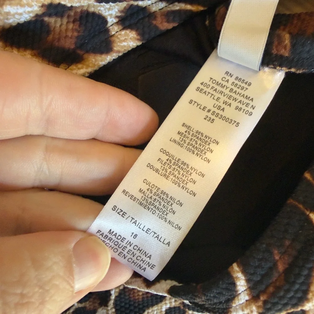 Tommy Bahama Leopard Print‎ One Piece Swimsuit Size 16 NWT Tummy Control Wrap